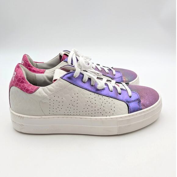 P448 Thea Platform Sneaker Shoes Lace-Up Women's Multi/White Size US8.5 EU39 - Picture 5 of 12